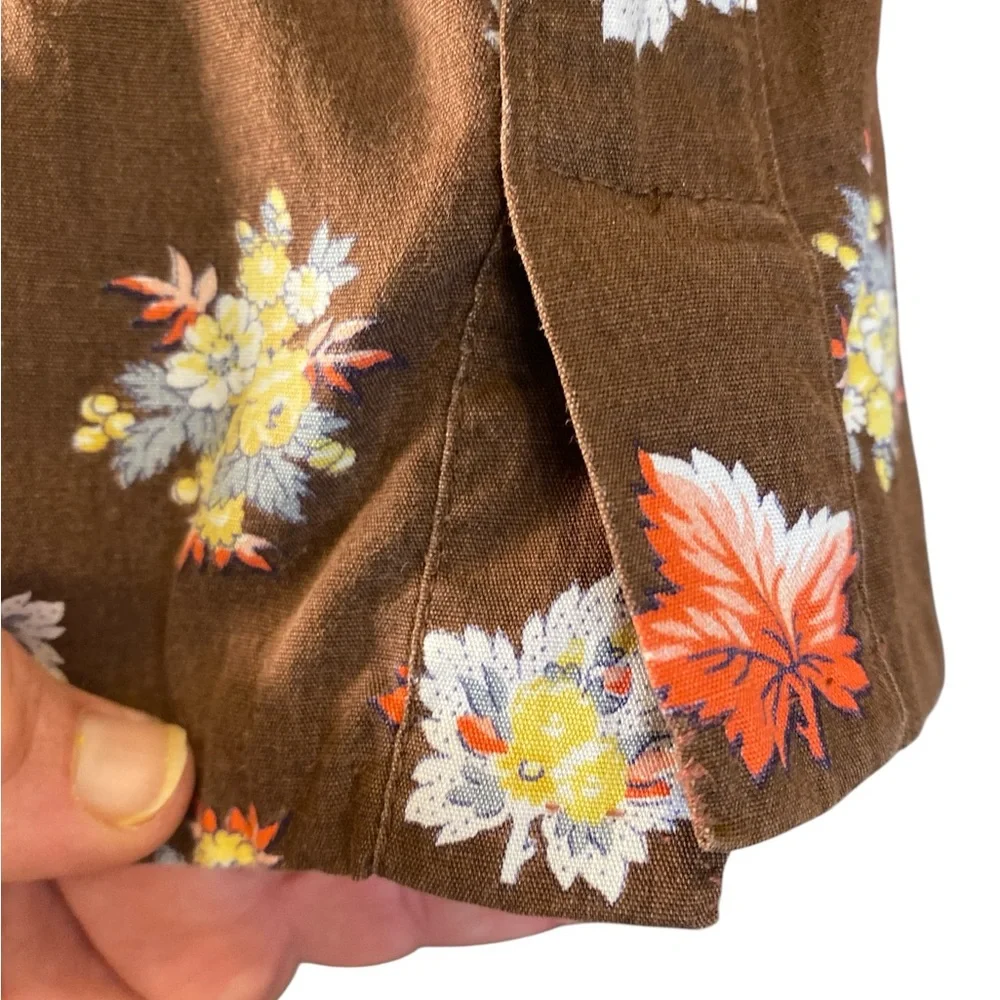 Rare 70s Women’s Brown Floral Western Shirt Copper Pearl Snaps Boho - Picture 5 of 11